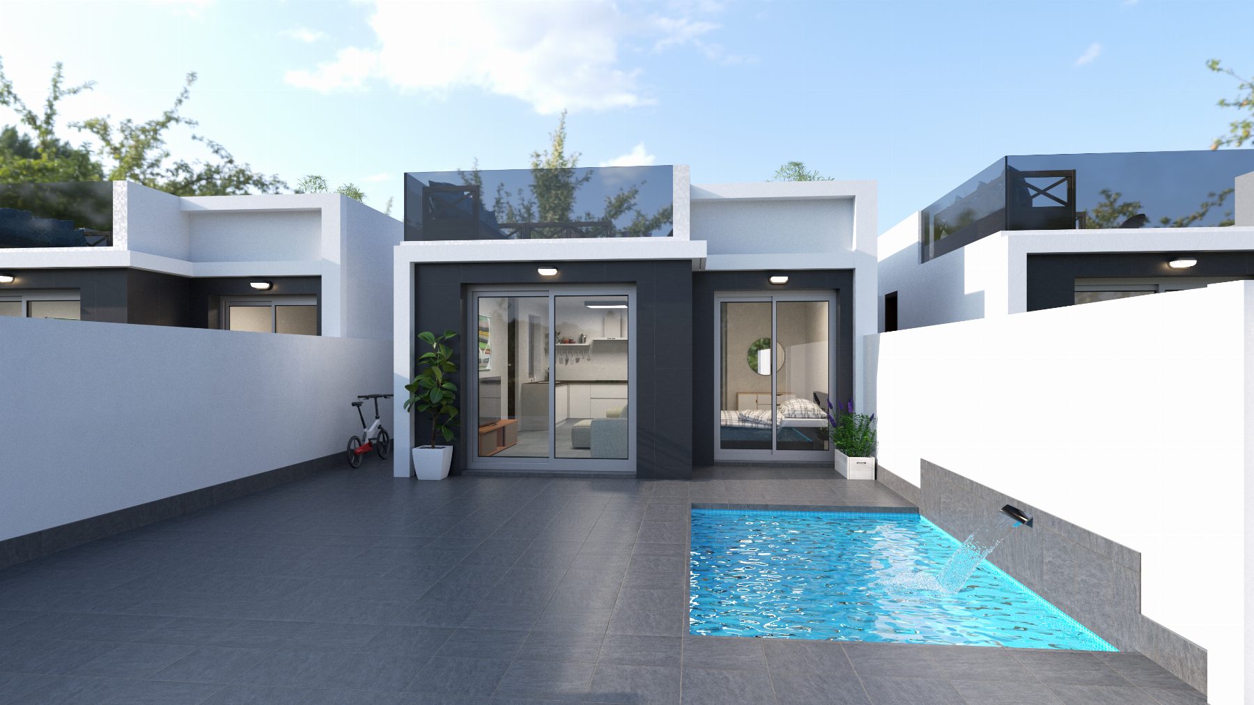 Villa independiente de obra nueva con jardín y piscina en San Javier, Murcia
